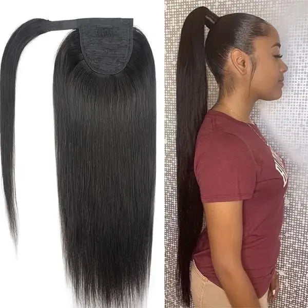 Straight Wrap Around Ponytail Human Hair